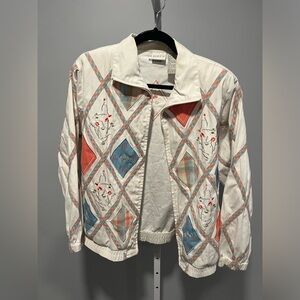 Koret Vintage Floral Patchwork Embroidered Zip Up Windbreaker Jacket Size S